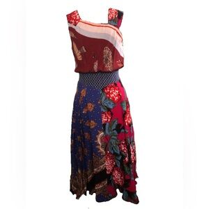 Mildred asymmetrical dress, red motif by Mouilnette Soeurs for Anthropologie